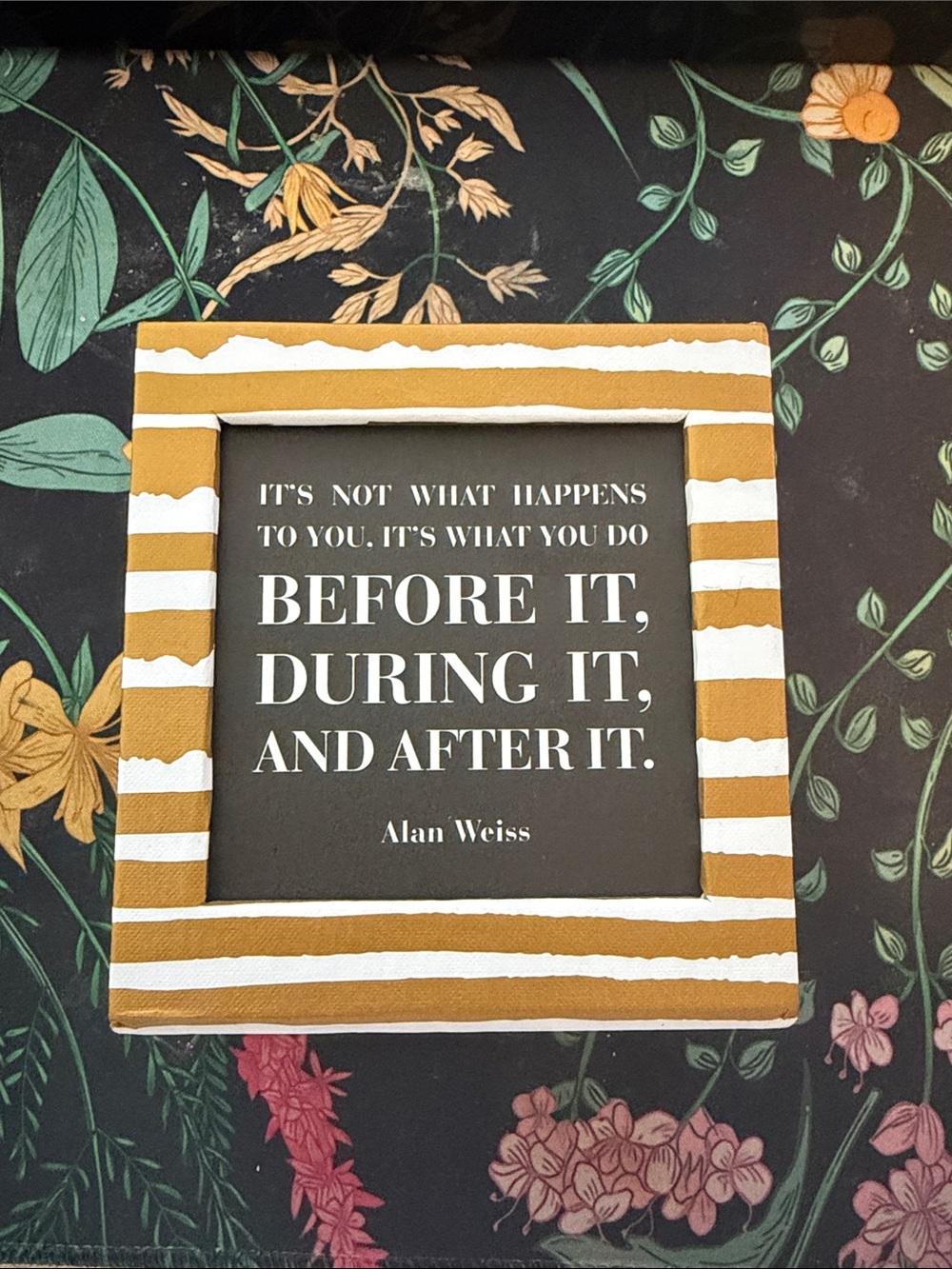 Quote Framed Wall Art in Mustard and White